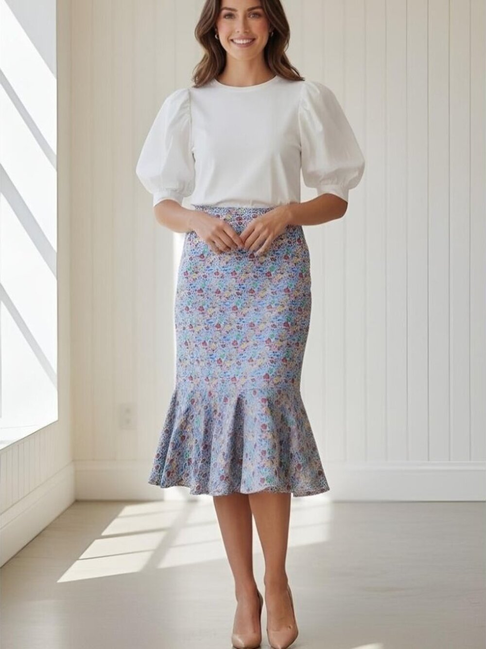J. Crew Liberty Favourite Flowers Trumpet Skirt 4P Floral EUC